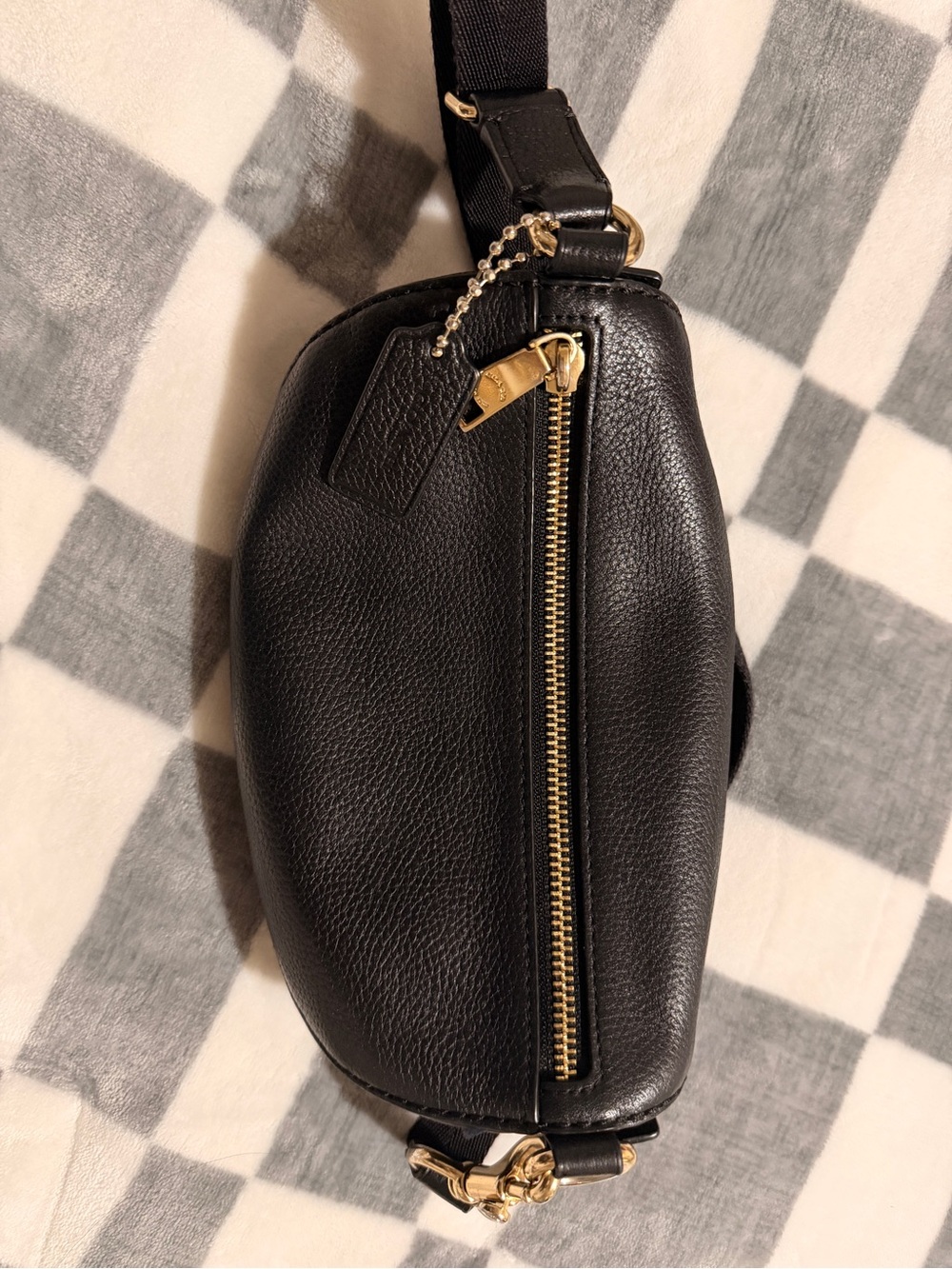 Coach Black Pebbled Leather Crossbody Belt Bag with Gold Hardware - Picture 3 of 3